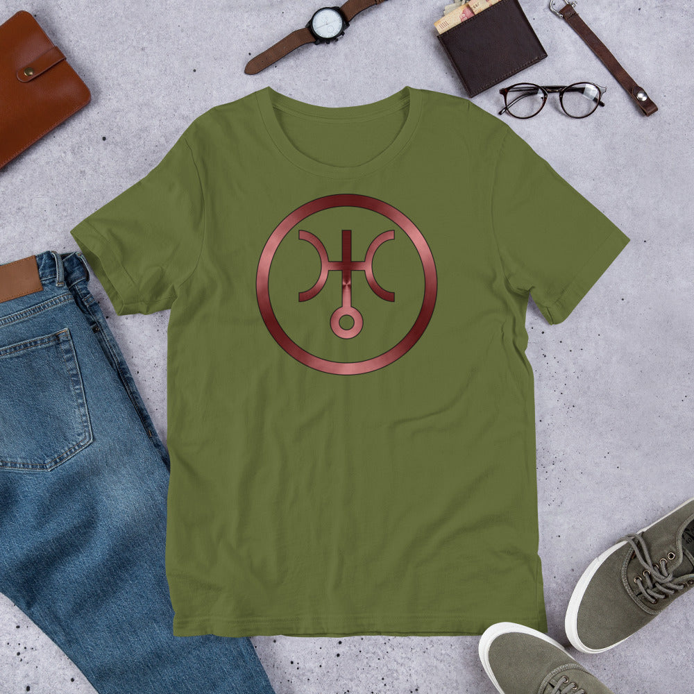 Metallic Zodiac Circle - Crimson Uranus - Short-sleeve unisex t-shirt