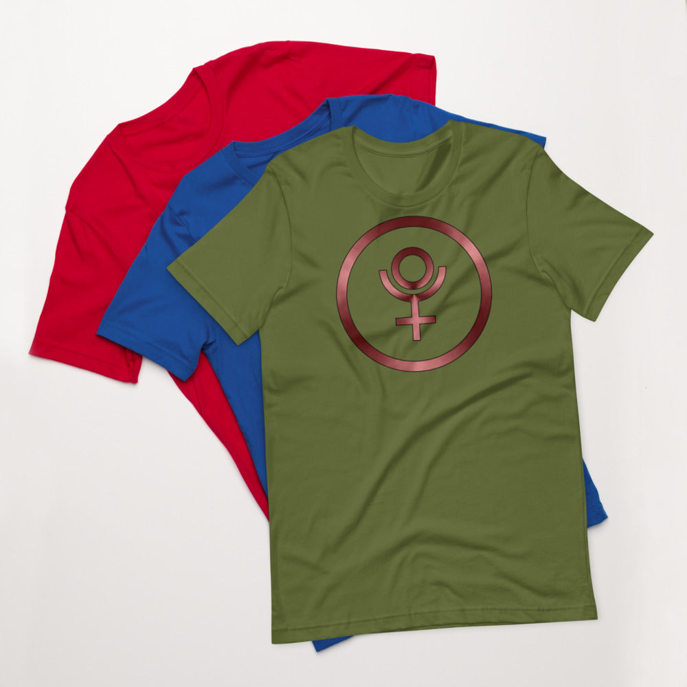 Metallic Zodiac Circle - Crimson Pluto - Short-sleeve unisex t-shirt