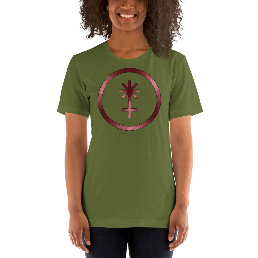 Metallic Zodiac Circle - Crimson Juno - Short-sleeve unisex t-shirt