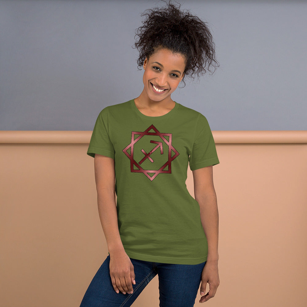 Metallic Zodiac Double-Box - Crimson Sagittarius - Short-sleeve unisex t-shirt