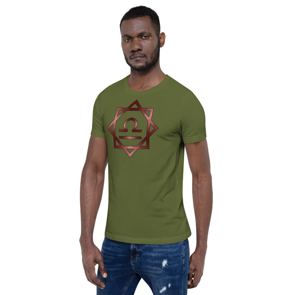 Metallic Zodiac Double-Box - Crimson Libra - Short-sleeve unisex t-shirt