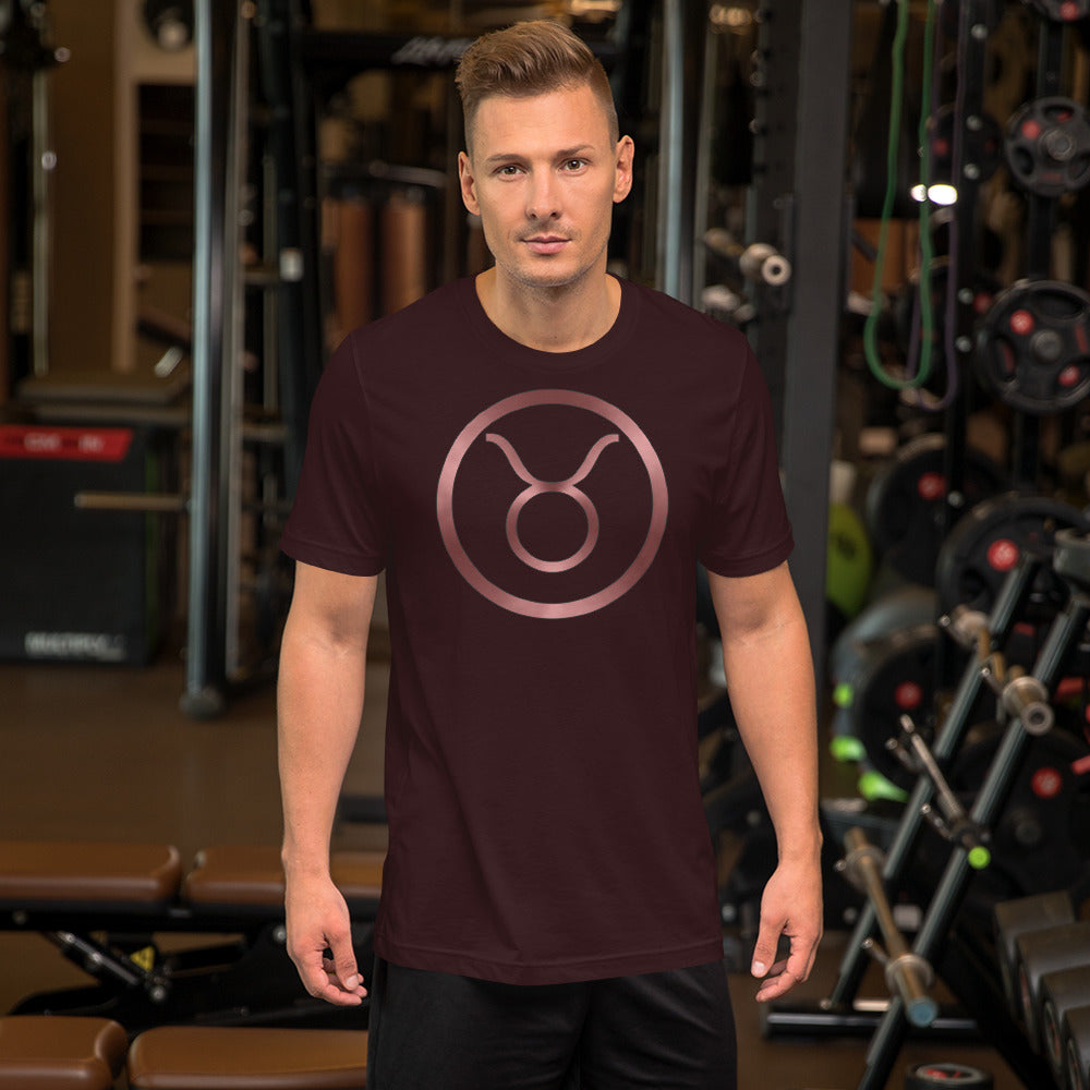 Metallic Zodiac Circle - Crimson Taurus - Short-Sleeve Unisex T-Shirt
