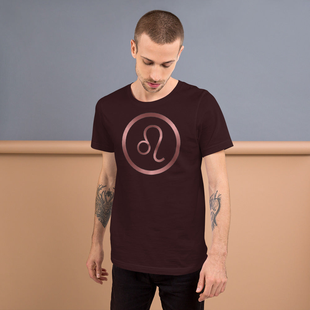 Metallic Zodiac Circle - Crimson Leo - Short-sleeve unisex t-shirt