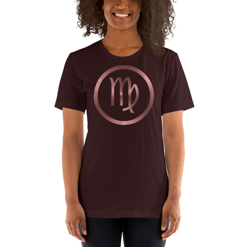 Metallic Zodiac Circle - Crimson Virgo - Short-sleeve unisex t-shirt