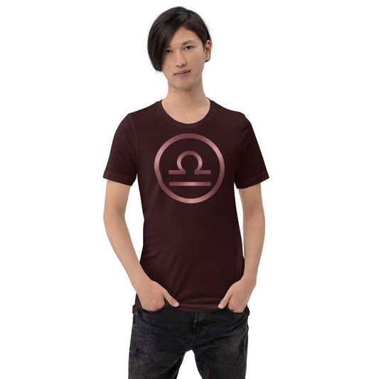 Metallic Zodiac Circle - Crimson Libra - Short-sleeve unisex t-shirt