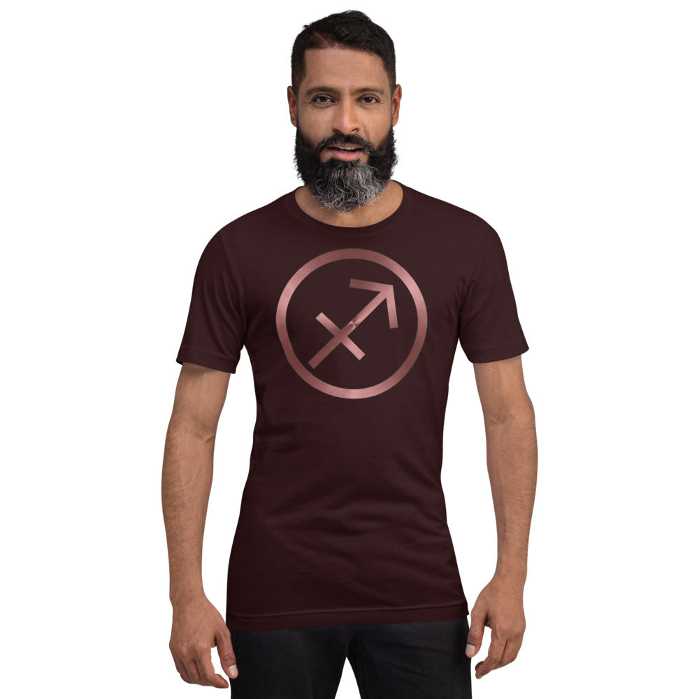 Metallic Zodiac Circle - Crimson Sagittarius - Short-sleeve unisex t-shirt