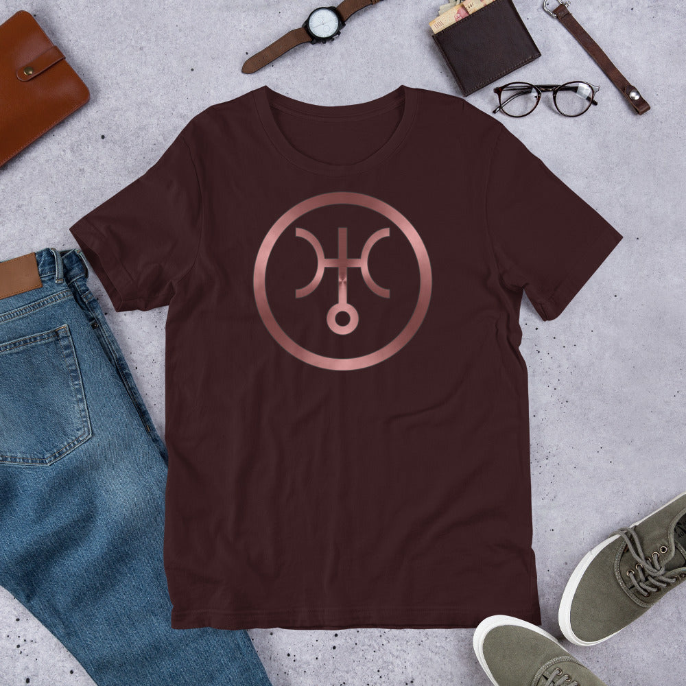 Metallic Zodiac Circle - Crimson Uranus - Short-sleeve unisex t-shirt