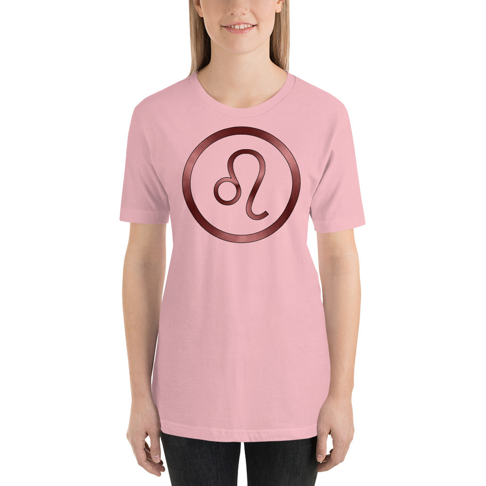 Metallic Zodiac Circle - Crimson Leo - Short-sleeve unisex t-shirt