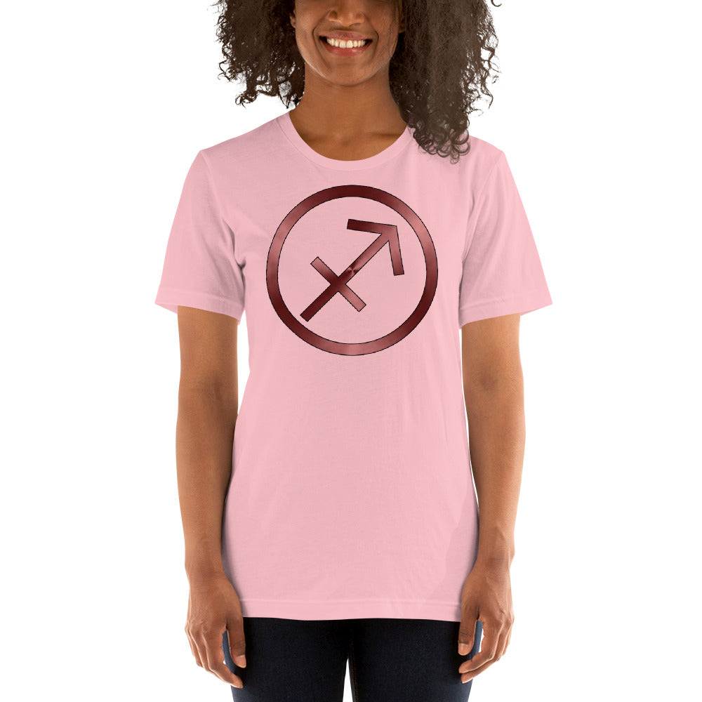 Metallic Zodiac Circle - Crimson Sagittarius - Short-sleeve unisex t-shirt