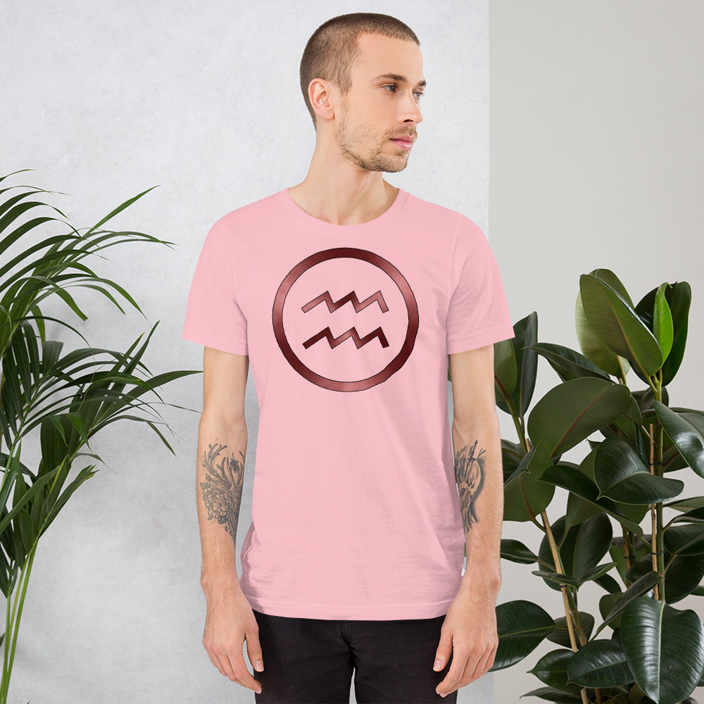Metallic Zodiac Circle - Crimson Aquarius - Short-sleeve unisex t-shirt
