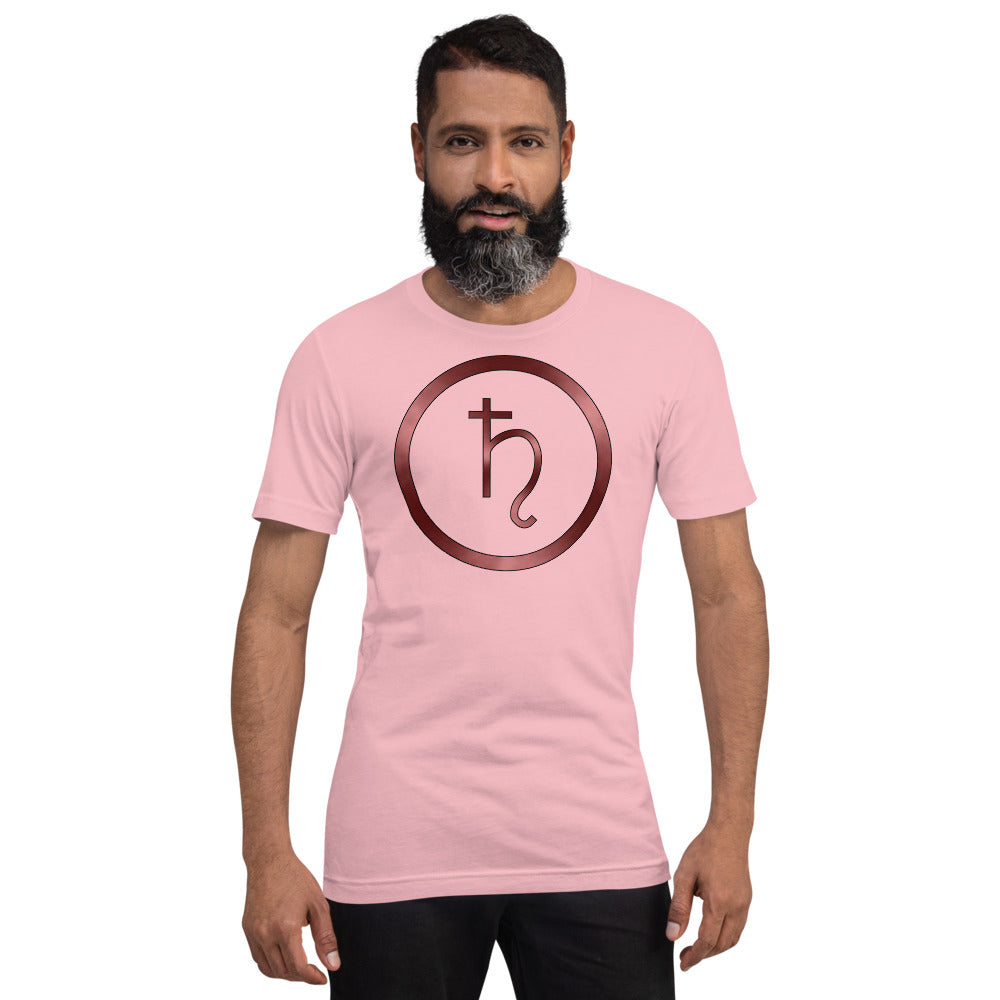 Metallic Zodiac Circle - Crimson Saturn - Short-sleeve unisex t-shirt
