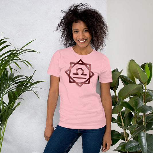 Metallic Zodiac Double-Box - Crimson Libra - Short-sleeve unisex t-shirt