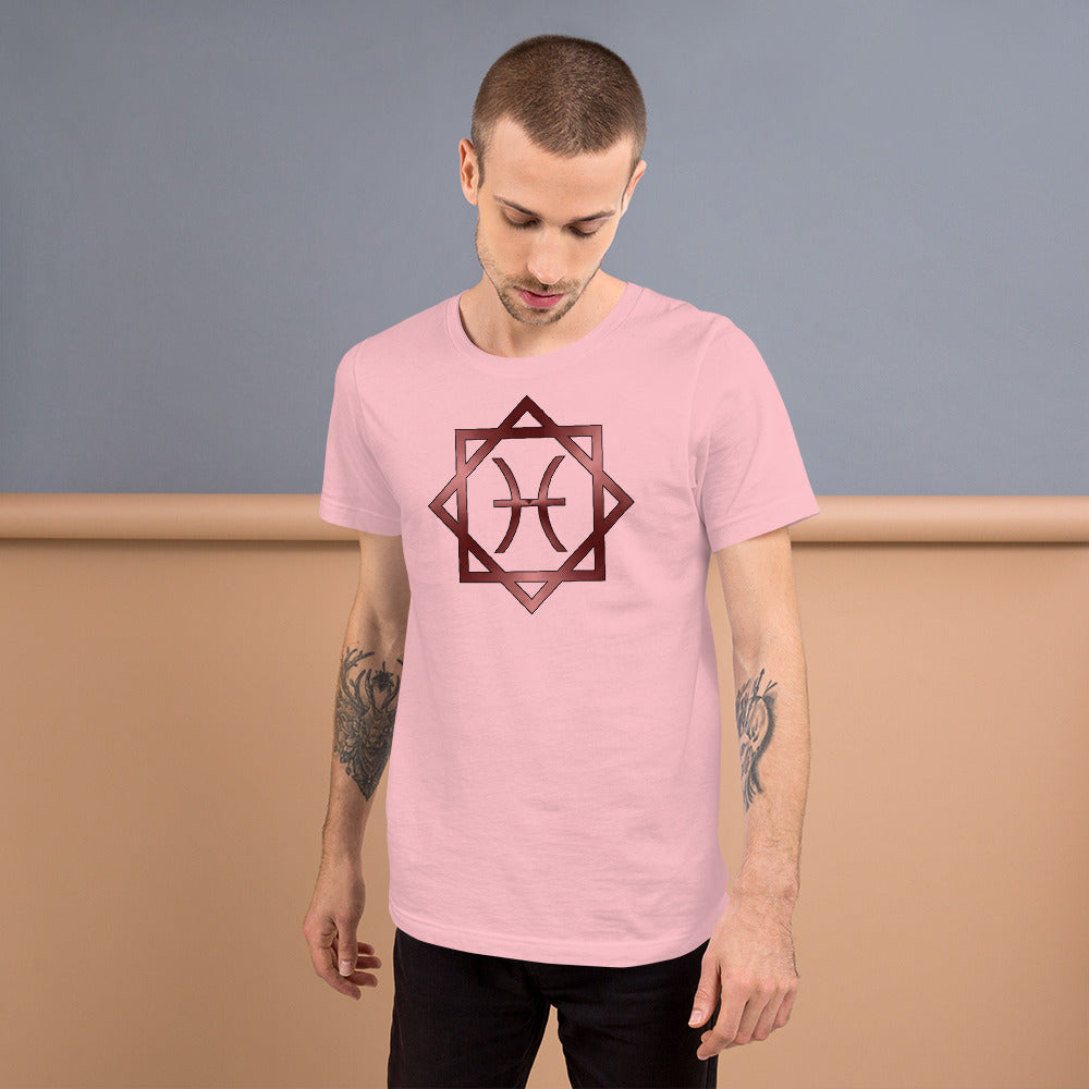 Metallic Zodiac Double-Box - Crimson Pisces - Short-sleeve unisex t-shirt