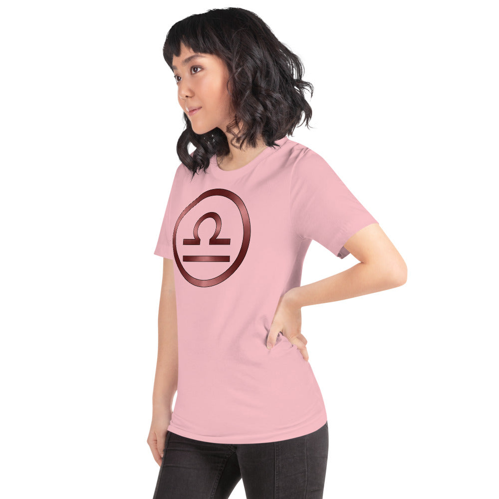 Metallic Zodiac Circle - Crimson Libra - Short-sleeve unisex t-shirt