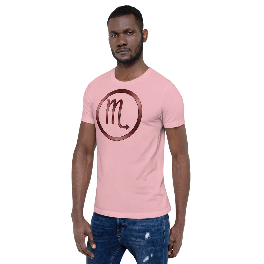 Metallic Zodiac Circle - Crimson Scorpio - Short-sleeve unisex t-shirt