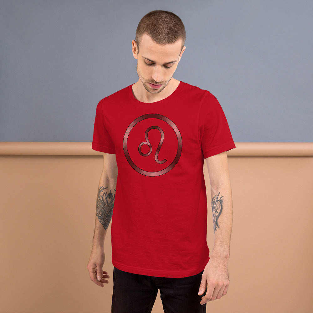 Metallic Zodiac Circle - Crimson Leo - Short-sleeve unisex t-shirt