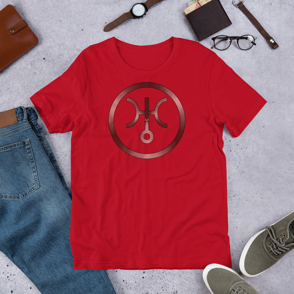 Metallic Zodiac Circle - Crimson Uranus - Short-sleeve unisex t-shirt