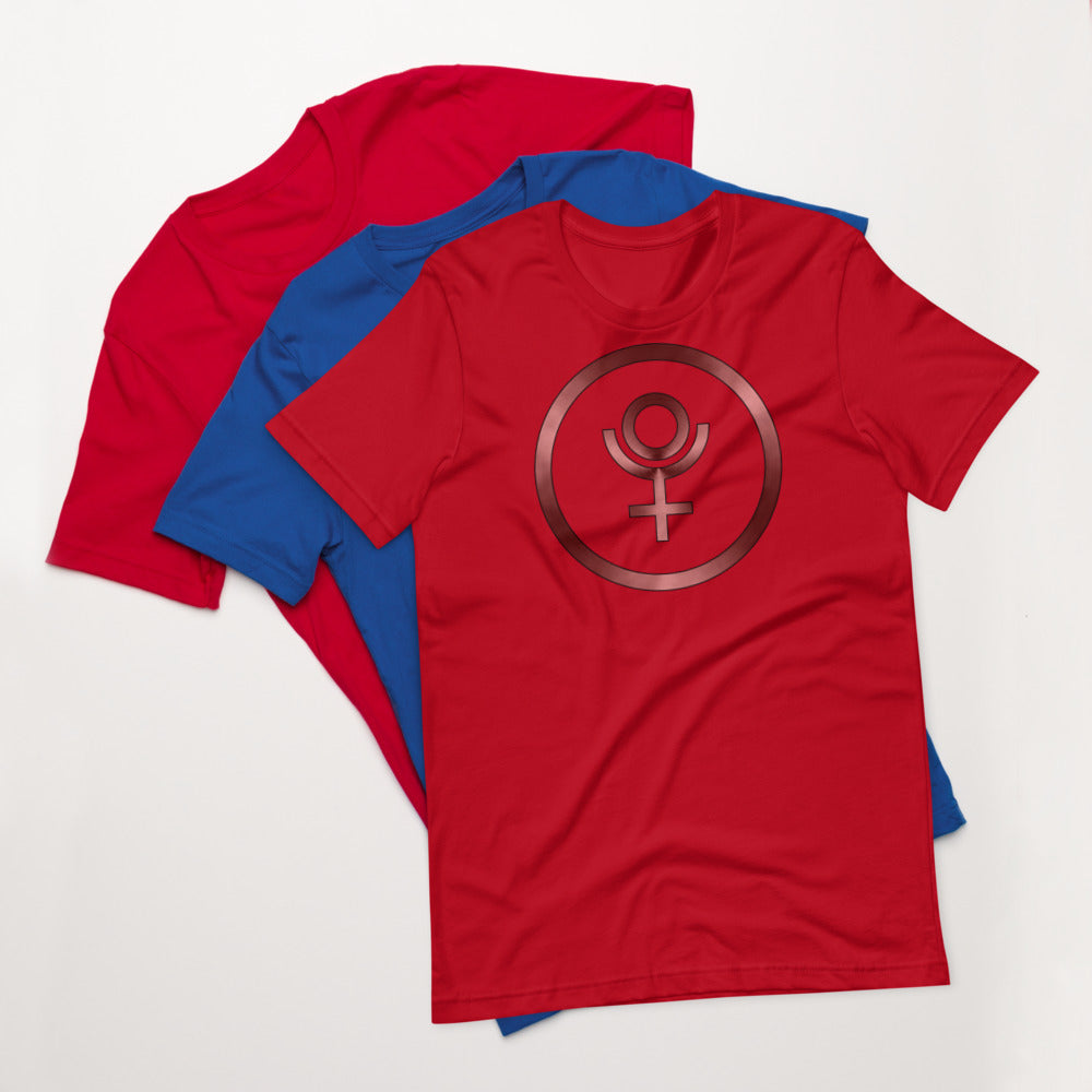 Metallic Zodiac Circle - Crimson Pluto - Short-sleeve unisex t-shirt