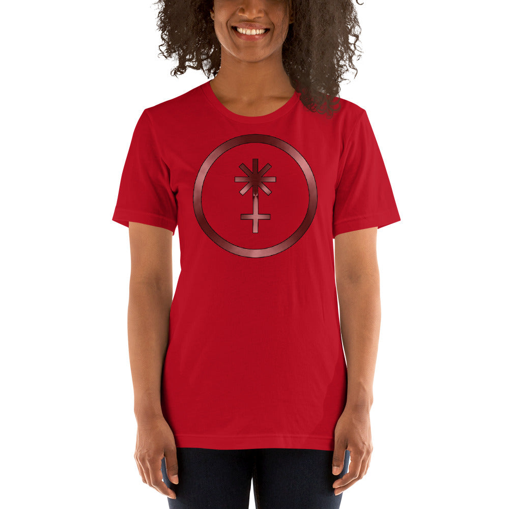 Metallic Zodiac Circle - Crimson Juno - Short-sleeve unisex t-shirt