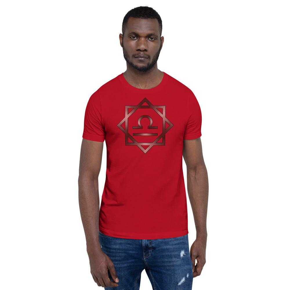 Metallic Zodiac Double-Box - Crimson Libra - Short-sleeve unisex t-shirt