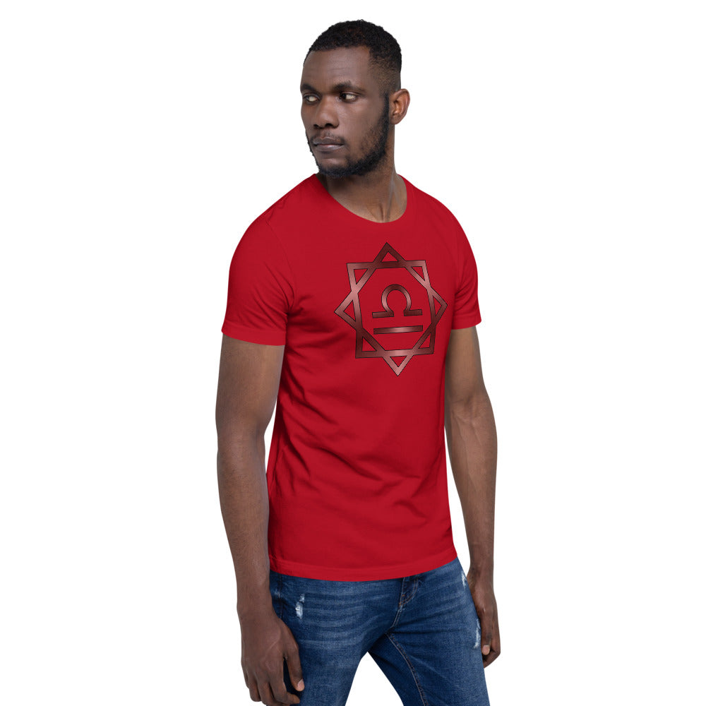 Metallic Zodiac Double-Box - Crimson Libra - Short-sleeve unisex t-shirt
