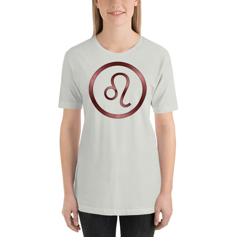 Metallic Zodiac Circle - Crimson Leo - Short-sleeve unisex t-shirt