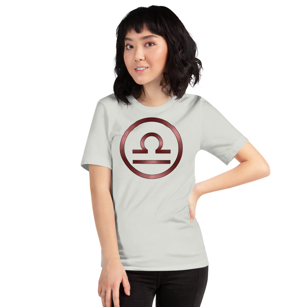 Metallic Zodiac Circle - Crimson Libra - Short-sleeve unisex t-shirt