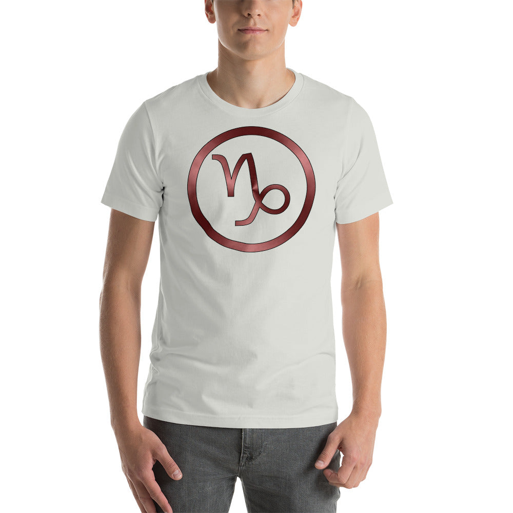 Metallic Zodiac Circle - Crimson Capricorn - Short-sleeve unisex t-shirt