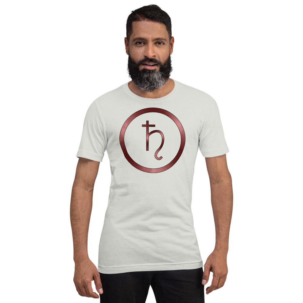 Metallic Zodiac Circle - Crimson Saturn - Short-sleeve unisex t-shirt