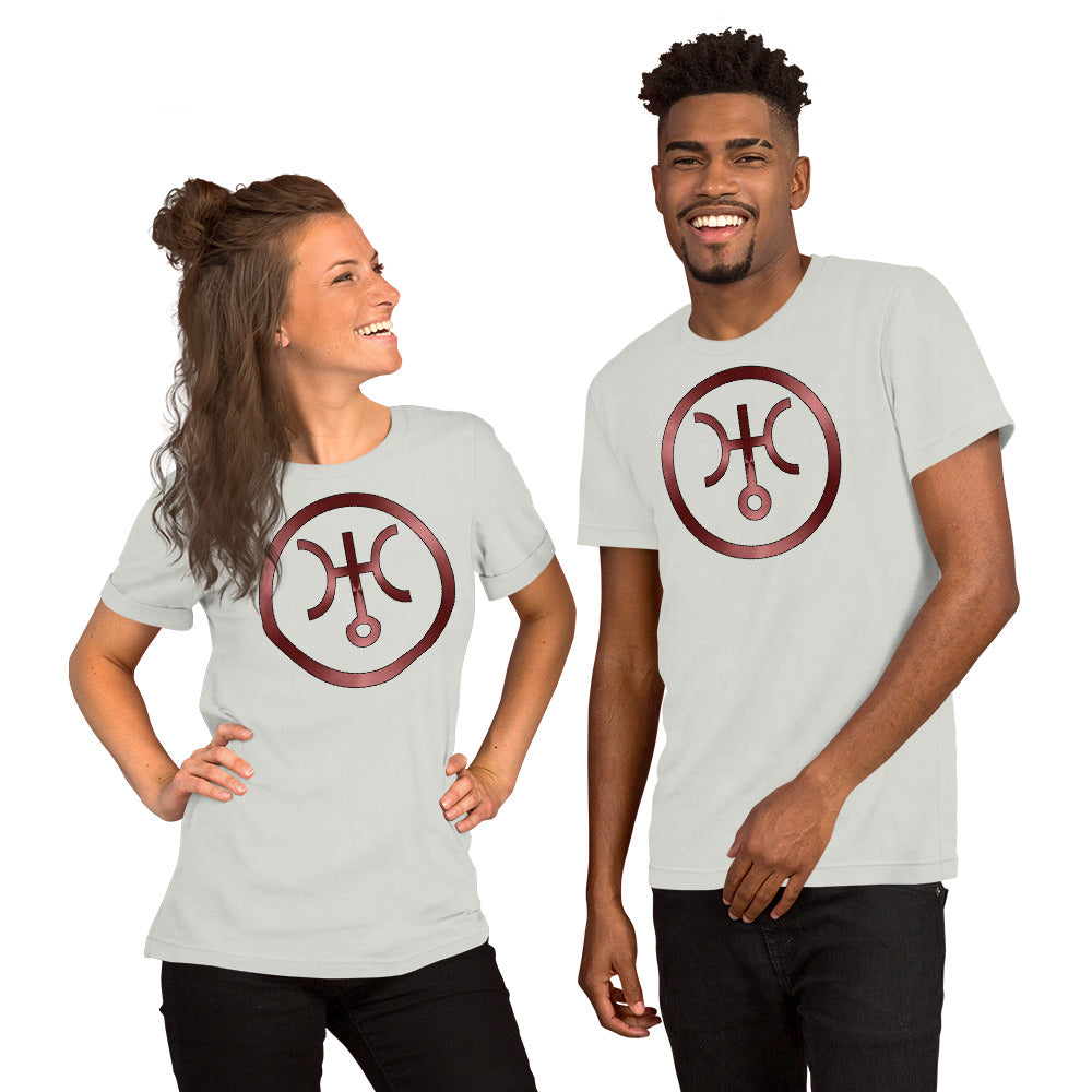Metallic Zodiac Circle - Crimson Uranus - Short-sleeve unisex t-shirt