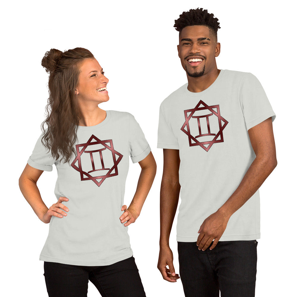 Metallic Zodiac Double-Box - Crimson Gemini - Short-sleeve unisex t-shirt