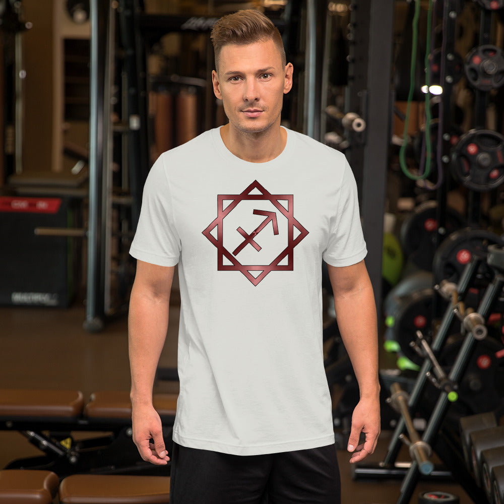 Metallic Zodiac Double-Box - Crimson Sagittarius - Short-sleeve unisex t-shirt