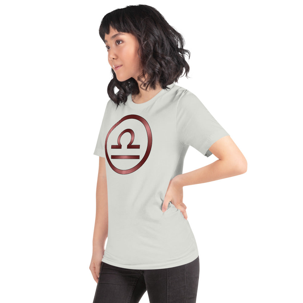 Metallic Zodiac Circle - Crimson Libra - Short-sleeve unisex t-shirt