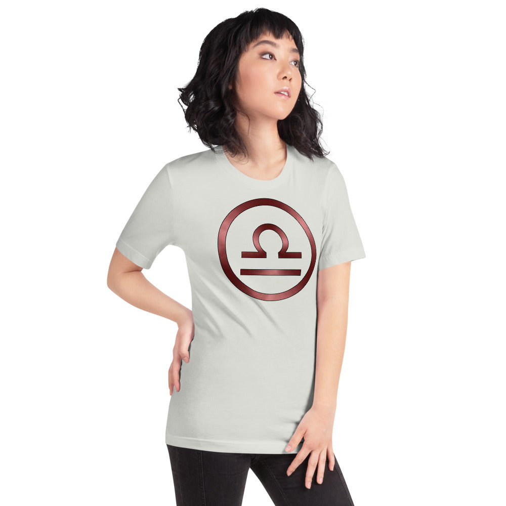 Metallic Zodiac Circle - Crimson Libra - Short-sleeve unisex t-shirt