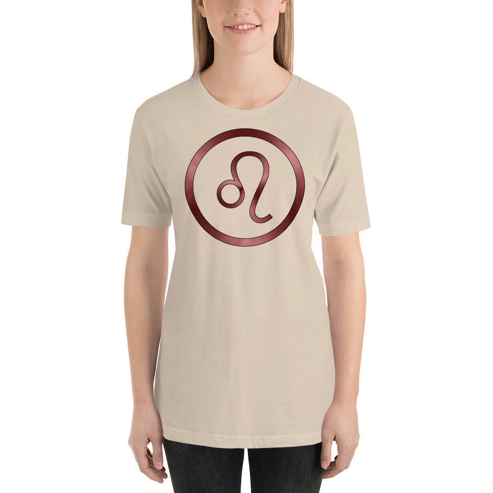 Metallic Zodiac Circle - Crimson Leo - Short-sleeve unisex t-shirt
