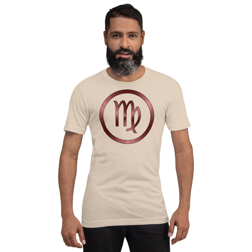 Metallic Zodiac Circle - Crimson Virgo - Short-sleeve unisex t-shirt