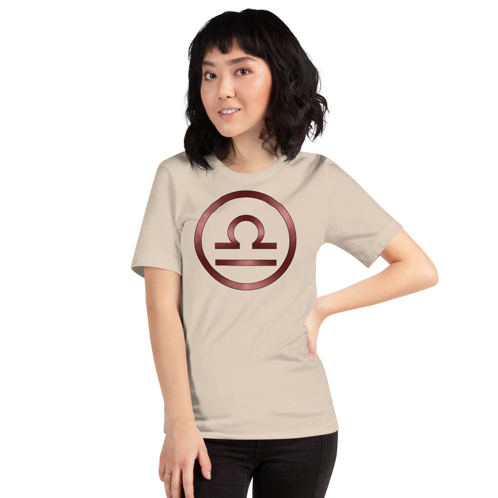 Metallic Zodiac Circle - Crimson Libra - Short-sleeve unisex t-shirt