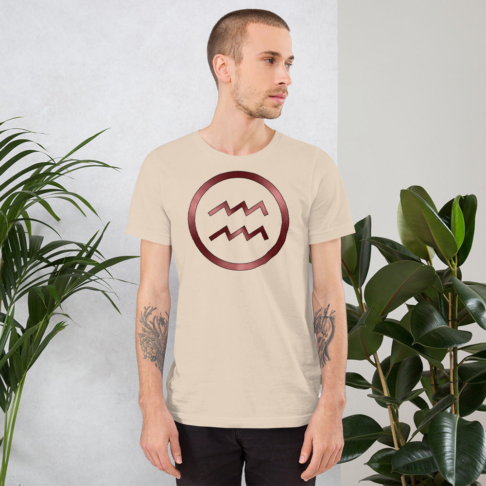 Metallic Zodiac Circle - Crimson Aquarius - Short-sleeve unisex t-shirt