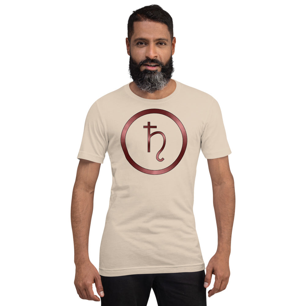 Metallic Zodiac Circle - Crimson Saturn - Short-sleeve unisex t-shirt