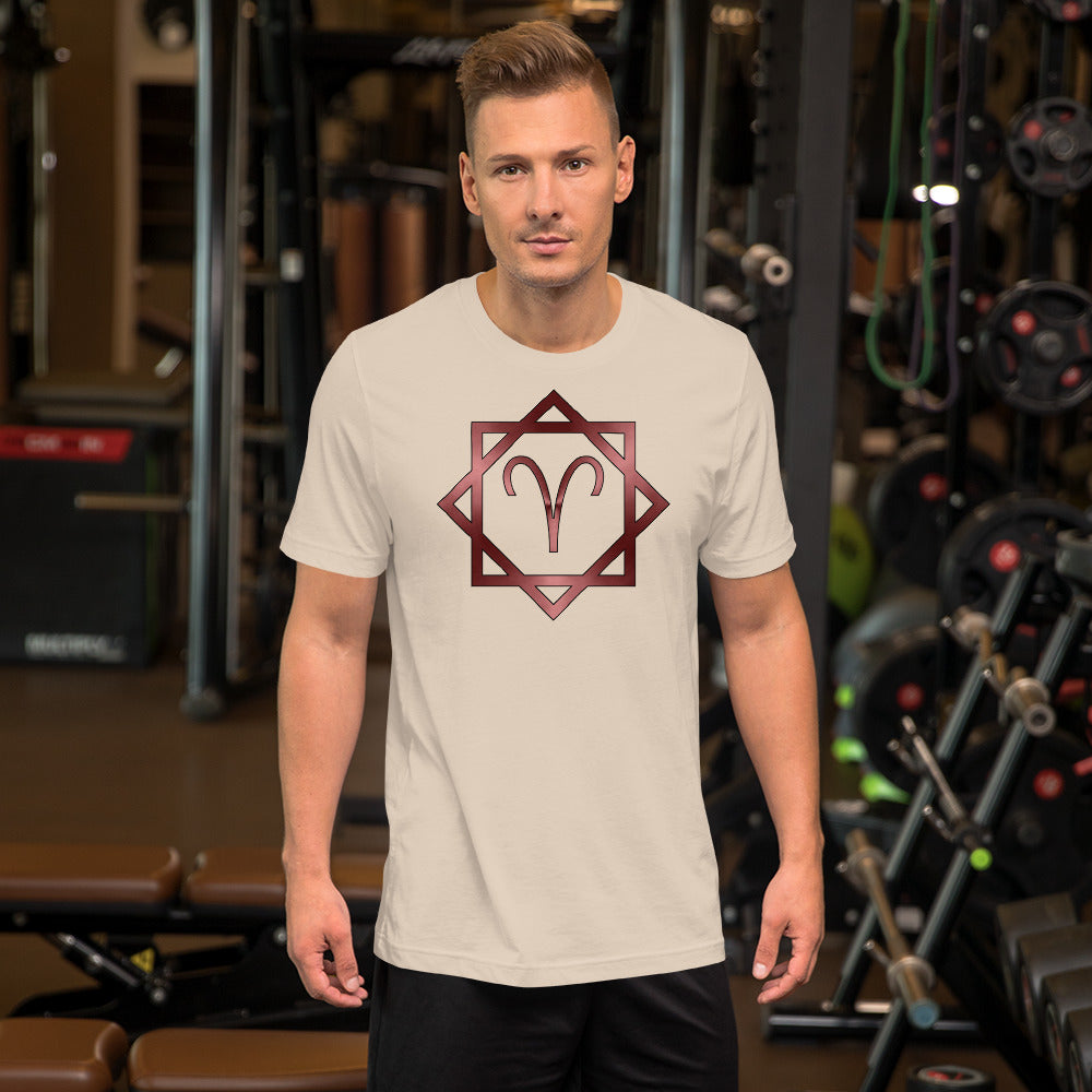 Metallic Zodiac Double-Box - Crimson Aries - Short-sleeve unisex t-shirt
