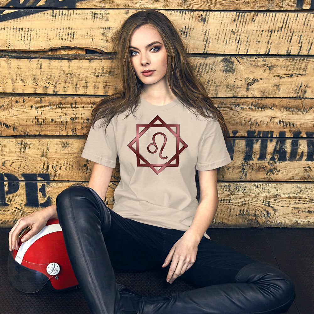 Metallic Zodiac Double-Box - Crimson Leo - Short-sleeve unisex t-shirt