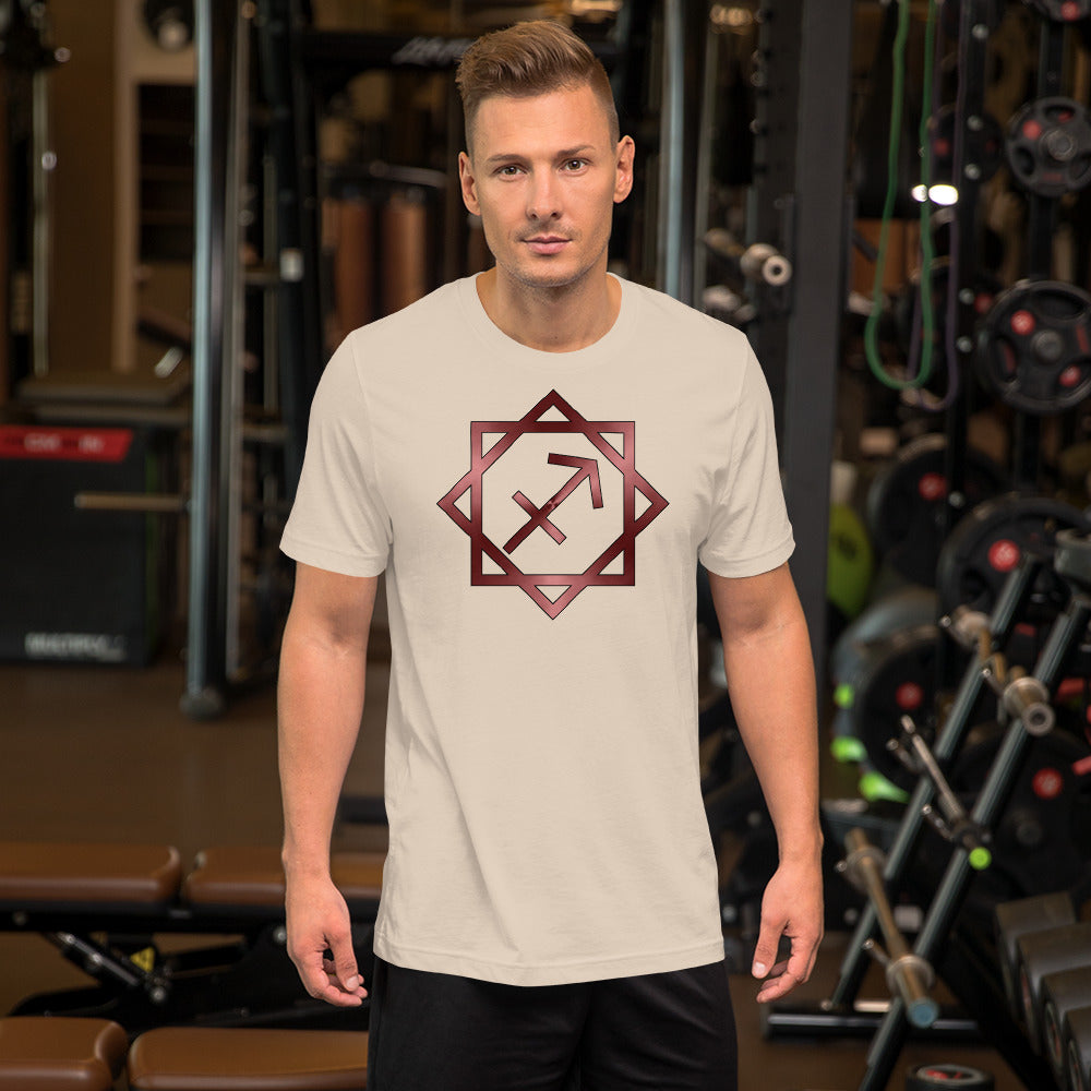 Metallic Zodiac Double-Box - Crimson Sagittarius - Short-sleeve unisex t-shirt