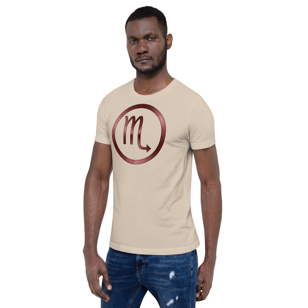 Metallic Zodiac Circle - Crimson Scorpio - Short-sleeve unisex t-shirt