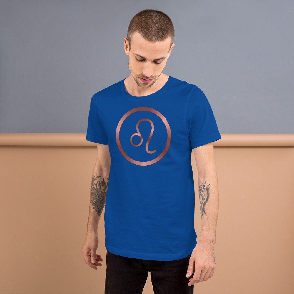 Metallic Zodiac Circle - Crimson Leo - Short-sleeve unisex t-shirt