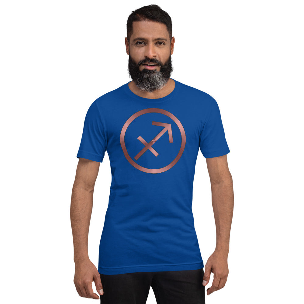 Metallic Zodiac Circle - Crimson Sagittarius - Short-sleeve unisex t-shirt