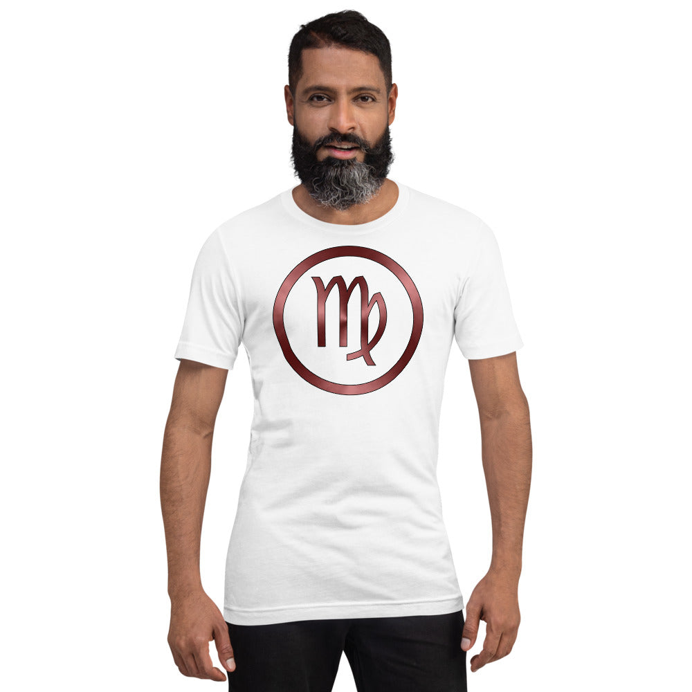 Metallic Zodiac Circle - Crimson Virgo - Short-sleeve unisex t-shirt