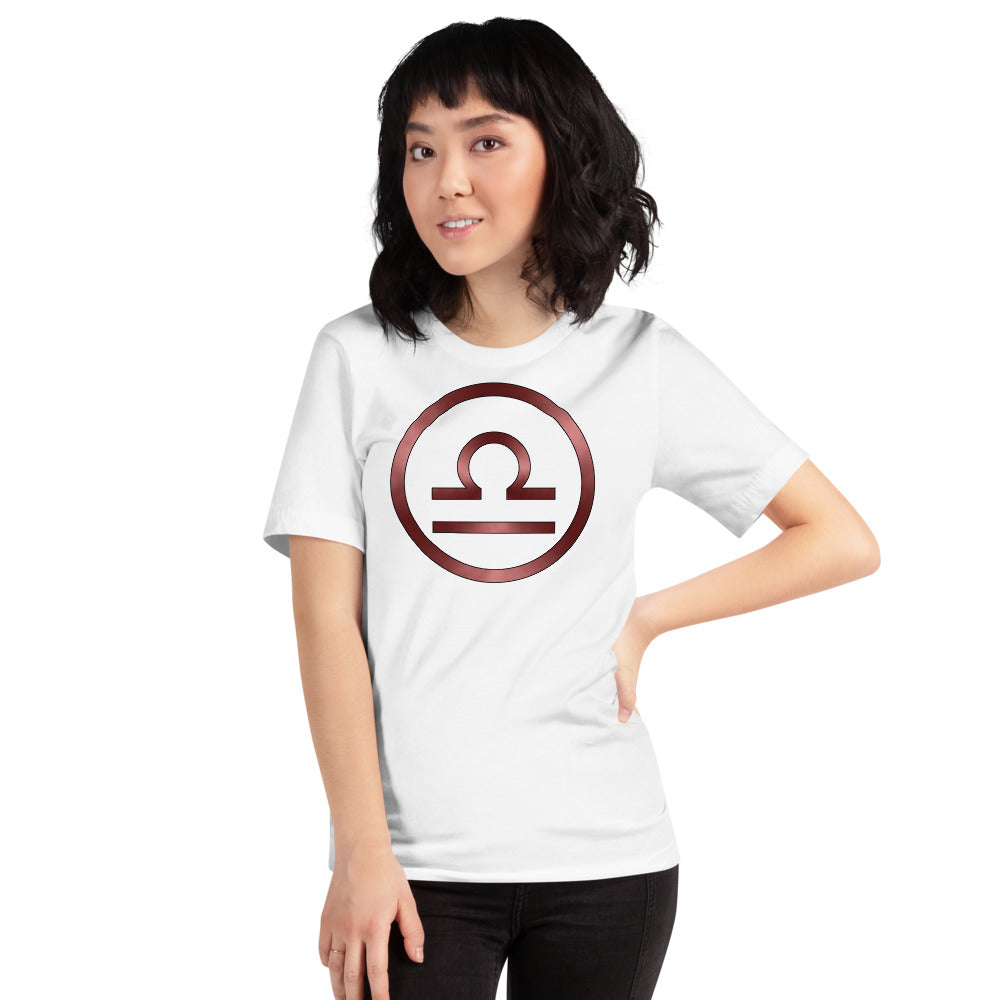 Metallic Zodiac Circle - Crimson Libra - Short-sleeve unisex t-shirt