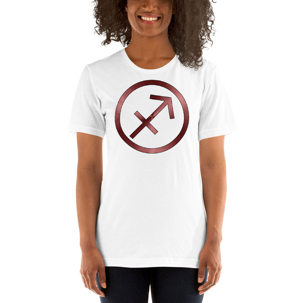 Metallic Zodiac Circle - Crimson Sagittarius - Short-sleeve unisex t-shirt