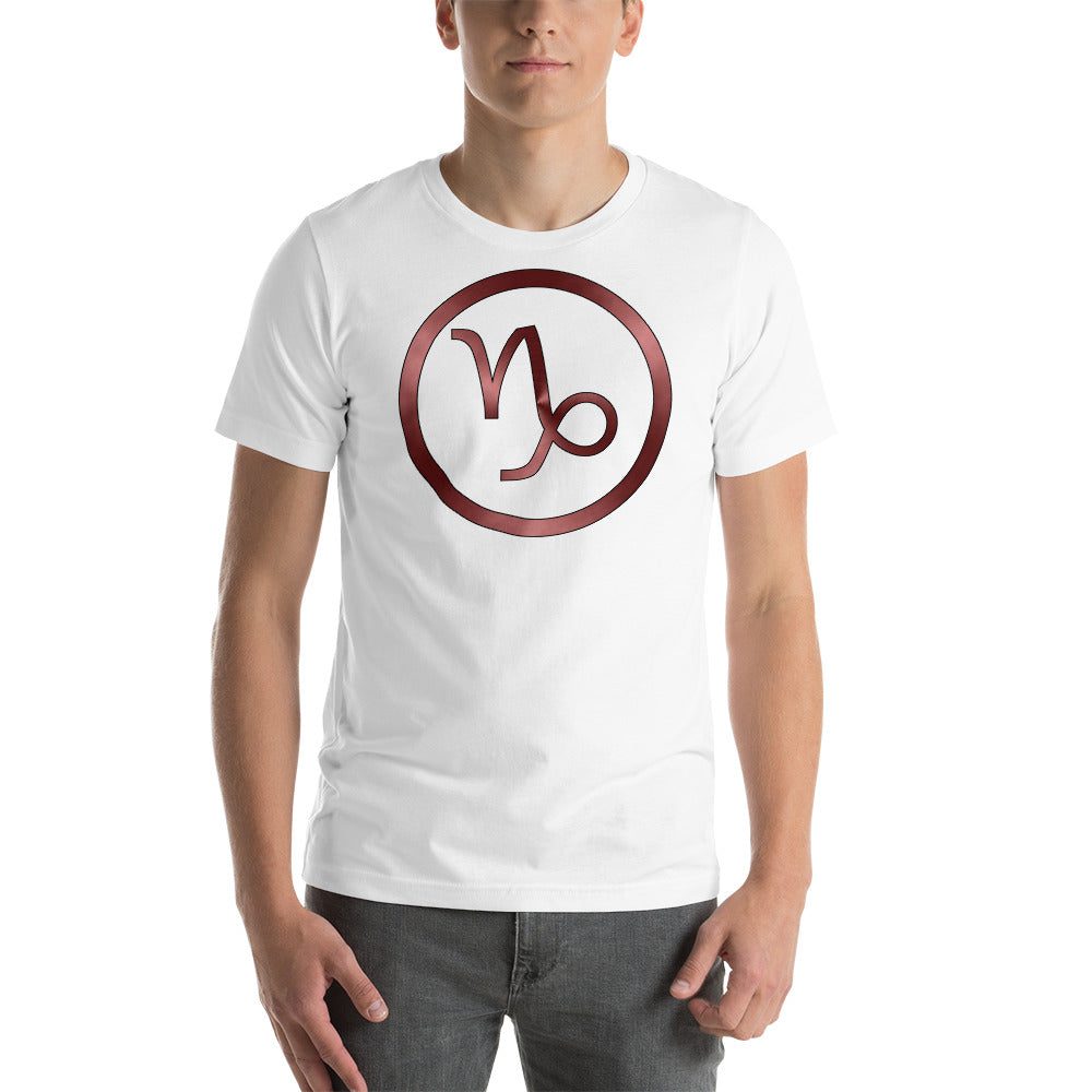 Metallic Zodiac Circle - Crimson Capricorn - Short-sleeve unisex t-shirt