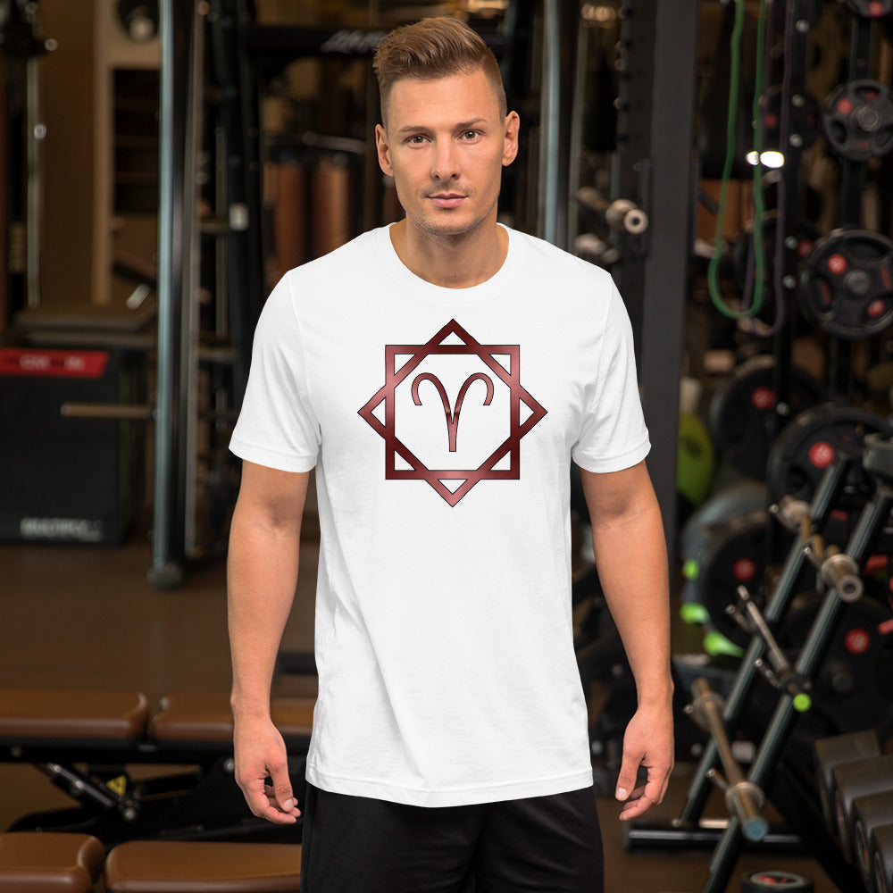 Metallic Zodiac Double-Box - Crimson Aries - Short-sleeve unisex t-shirt